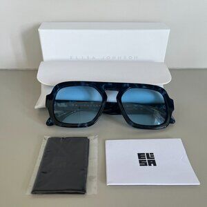 ELISA JOHNSON the Jane Aviator Sunglasses Blue Tortoise 54-20-145